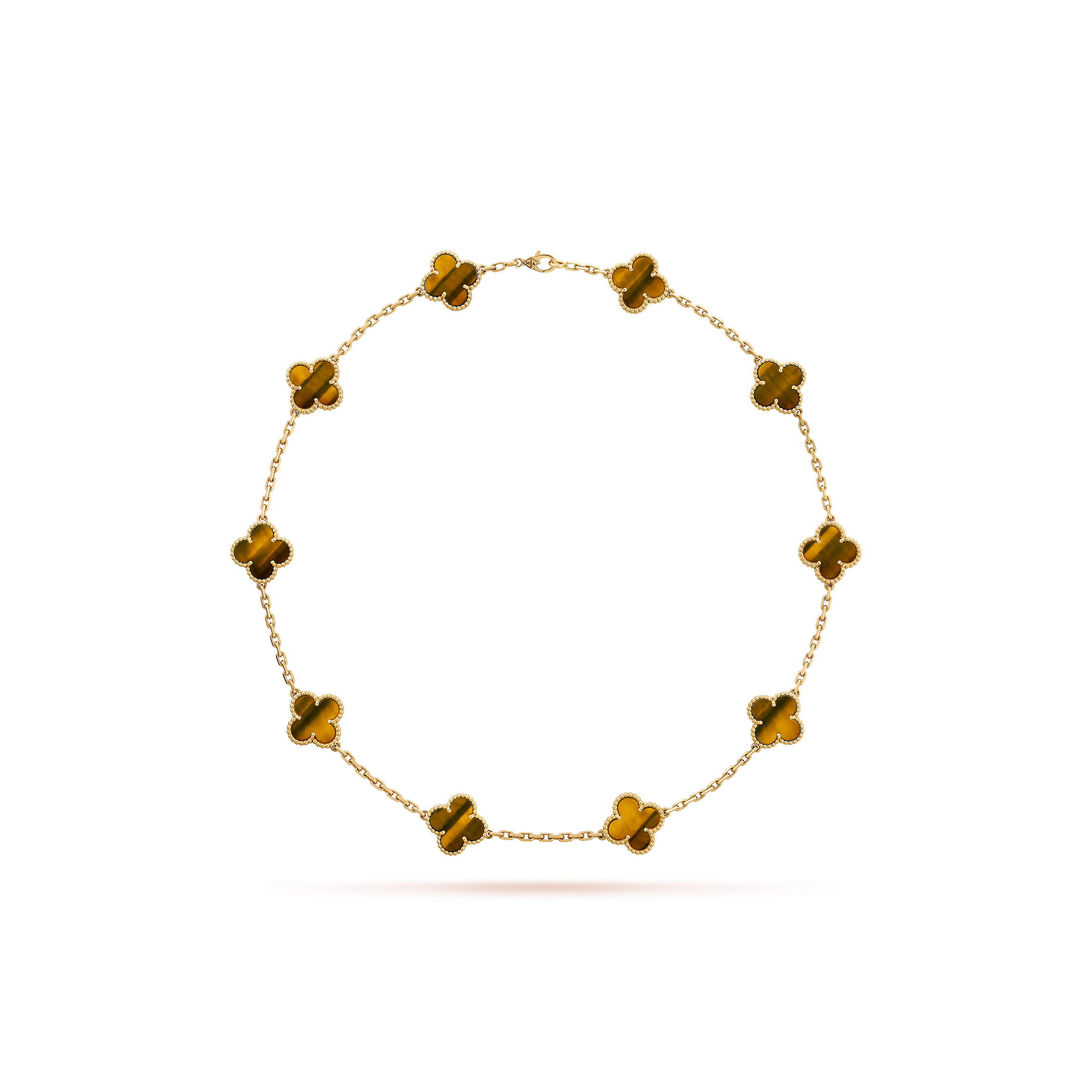 VAN CLEEF ARPELS VINTAGE ALHAMBRA NECKLACE, 10 MOTIFS - YELLOW GOLD, TIGER EYE VCARD40700 VAN CLEEF ARPELS VINTAGE ALHAMBRA NECKLACE, 10 MOTIFS - YELLOW GOLD, TIGER EYE VCARD40700